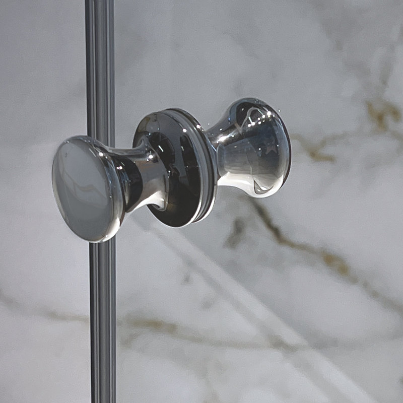 Porte de douche à cadre sans cadre Transoli Lyna, l 24 po x H 70 po, verre trempé transparent de 1/4 po, Chrome chrome