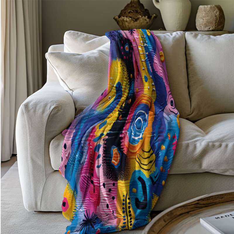 Abstract Fun - Couverture sherpa de qualité supérieure 1 pièce, Grand lit