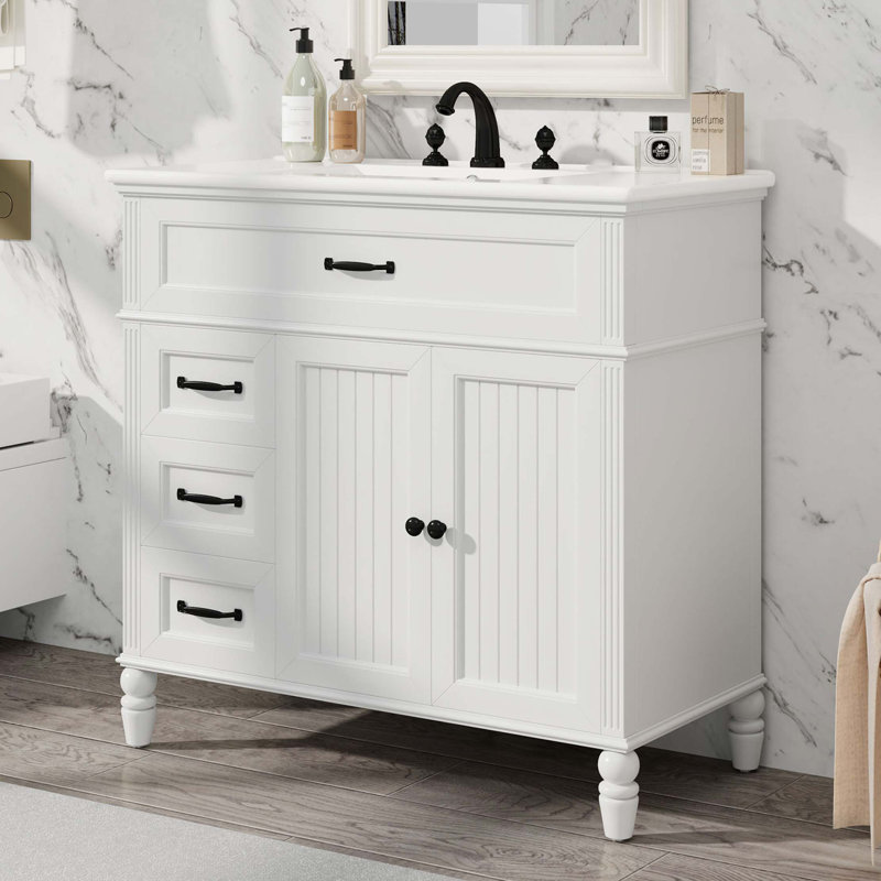 Meuble-lavabo avec tiroirs 36 po, 36 po, Blanc