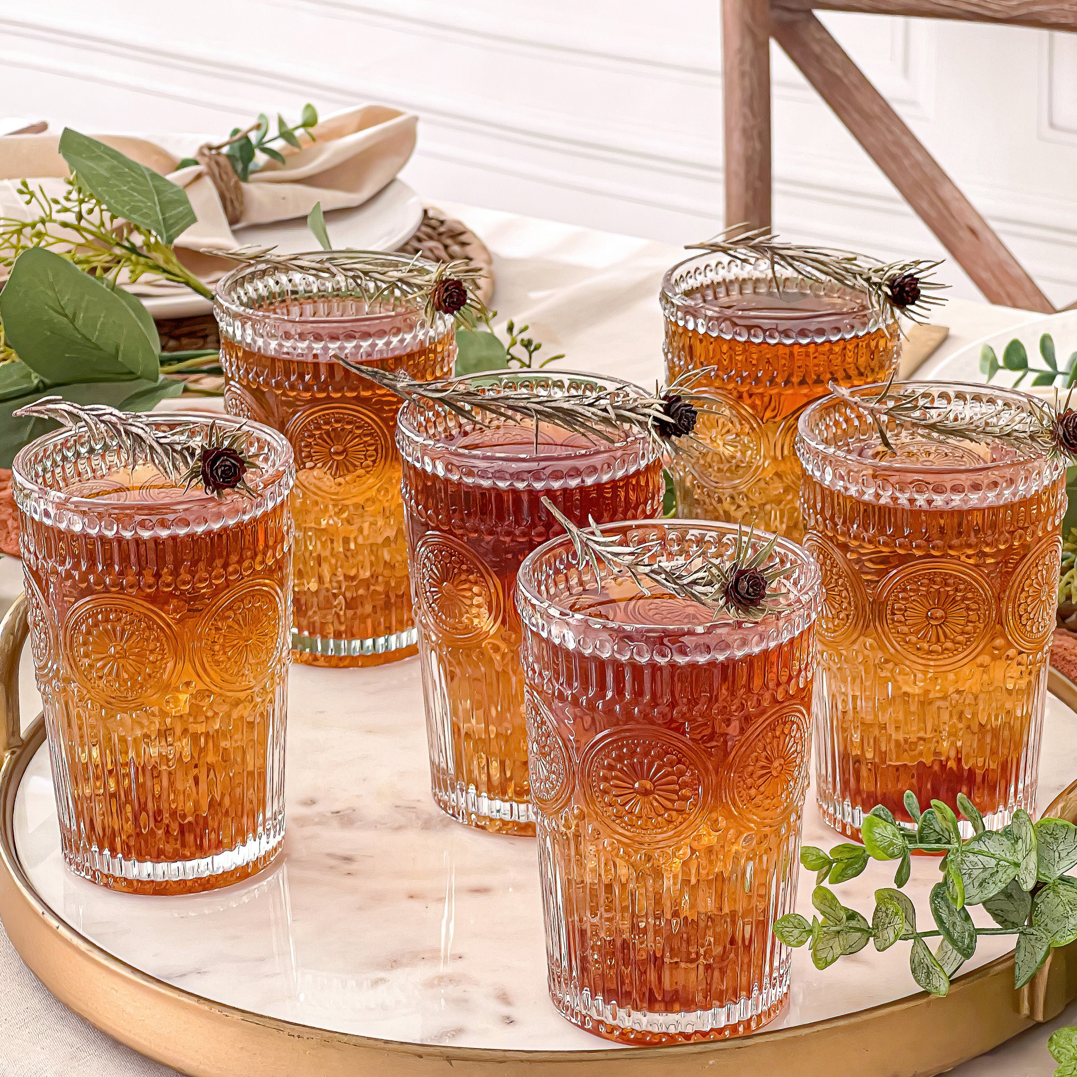Bungalow Rose Marqueeta 13 Oz. Vintage Textured Smoke Glass (Set Of 6) Color: Clear