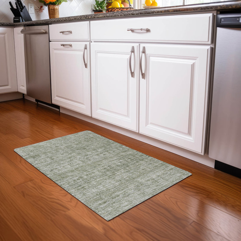 Machine Washable Indoor/Outdoor Xhevrie Sage Rug, Rectangle 1'8" x 2'6"