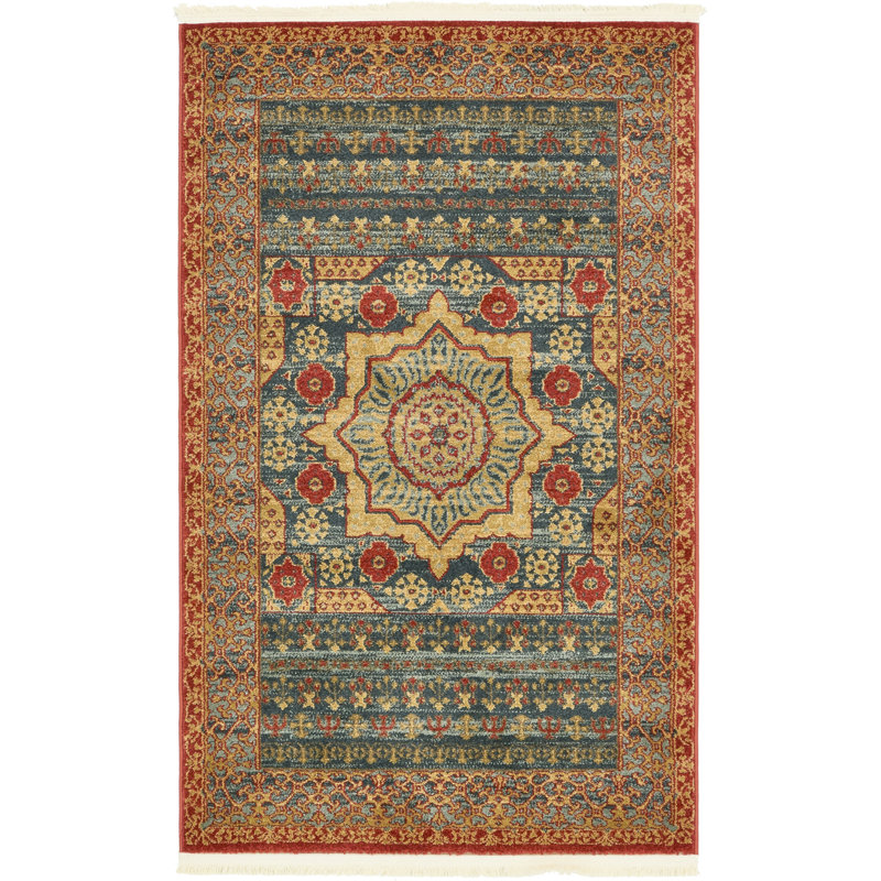 Tapis oriental rouge / beige Ophelia, Rectangle 3 pi 3 po x 5 pi 3 po