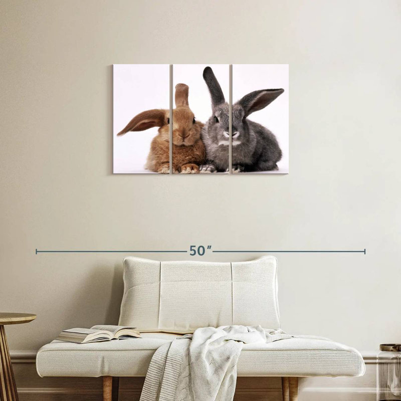 Brampt Brown And Gray Bunnies, 20" H x 33" W