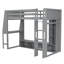Lit mezzanine simple gris avec bureau, éclairage à DEL, support multicolore et support suspendu