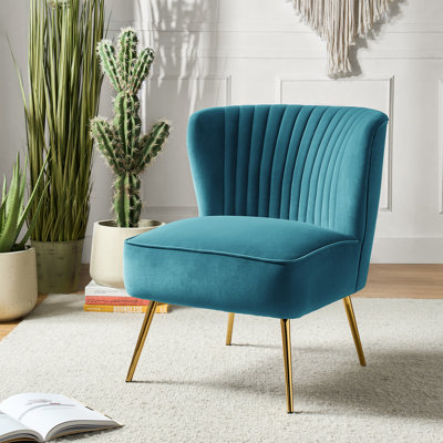 Euclid Velvet Accent Chair with Metal Legs