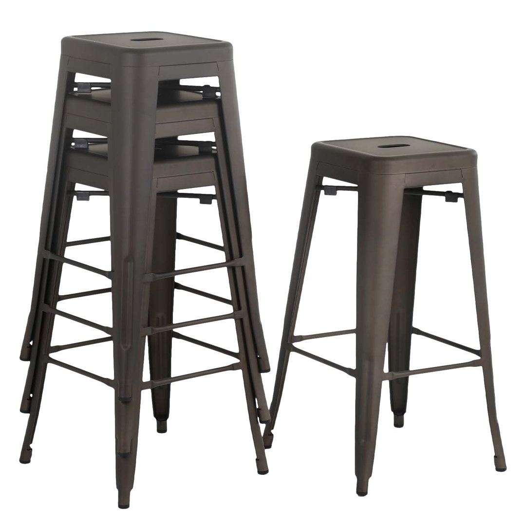 Joliet Counter Stool with Metal Frame (Set of 4) Williston Forge 