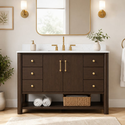 Ensemble de meuble-lavabo simple 48 po avec comptoir en pierre d'ingénierie