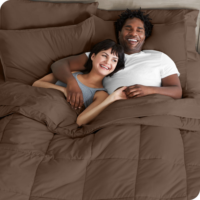 Microfiber Bed-In-A-Bag, Cocoa/Cocoa, Split King Comforter + 7 Additional Pieces