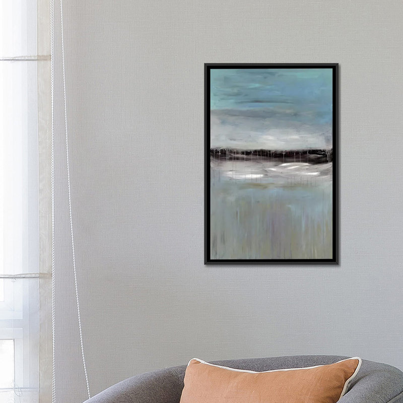 " Midday Break " by Sofia Veysey, 26" H x 18" W x 1.5" D, Black Framed Canvas, White