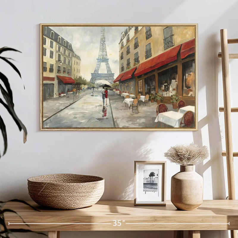 Le matin à Paris, Cadre flottant en bois naturel, 25 po x 17 po