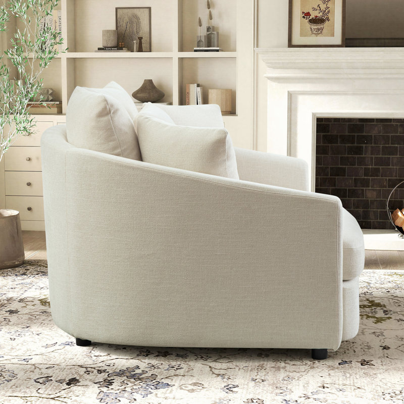 Fauteuil d'appoint moderne en chenille de 56,3 po de largeur avec 5 coussins, Beige