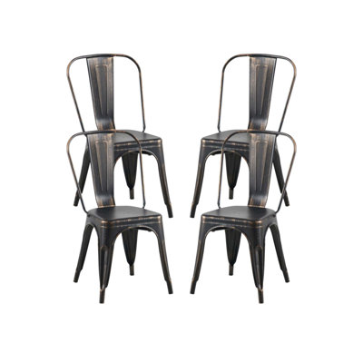 Set Of 4 Sanded Matte Industrial Metal Dining Chairs With 18 Inch Seat Height, Stackable Design For Indoor And Outdoor Use, Easy-Clean Surface, Durable And Modern