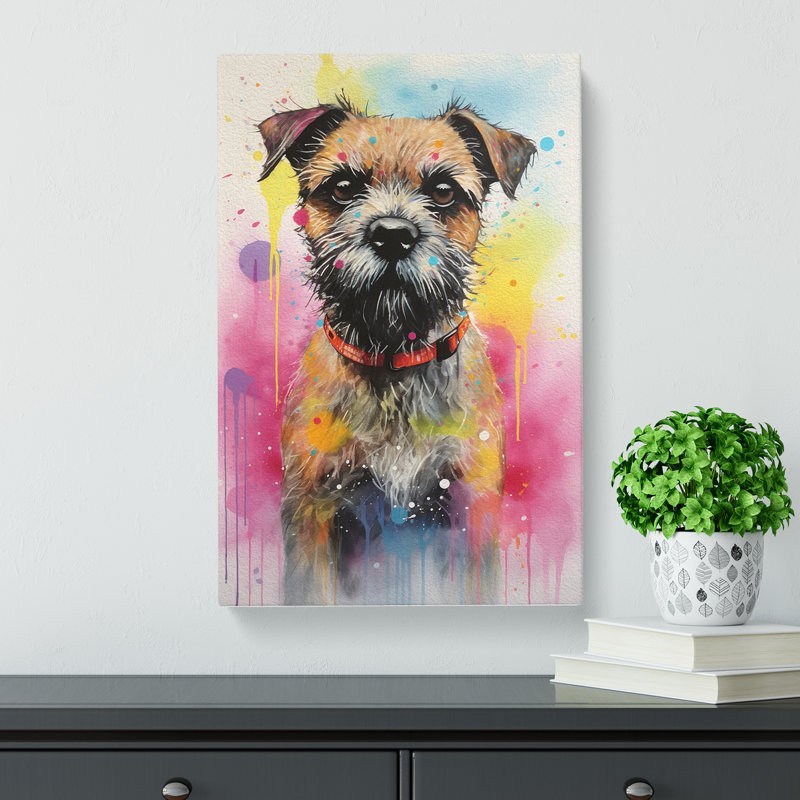 Border Terrier Informel No.3 - Wrapped Canvas Print, 76cm H x 50cm W x 3cm D