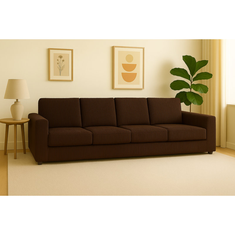 4 Seater Corduroy Sofa, Brown