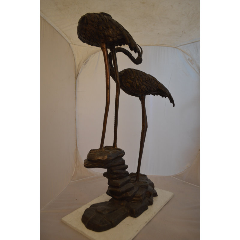 Bronze Pair of Flamingos Fountain