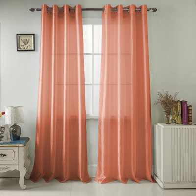 Mattingly Faux Silk Semi-Sheer Grommet Window Curtain Panel