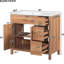 Meuble-lavabo contemporain de 36 po en bois, portes et tiroirs à fermeture en douceur, lavabo en céramique, tablette ajustable pour petits espaces de salle de bain, structure solide, 2 portes, 3 rangements compacts
