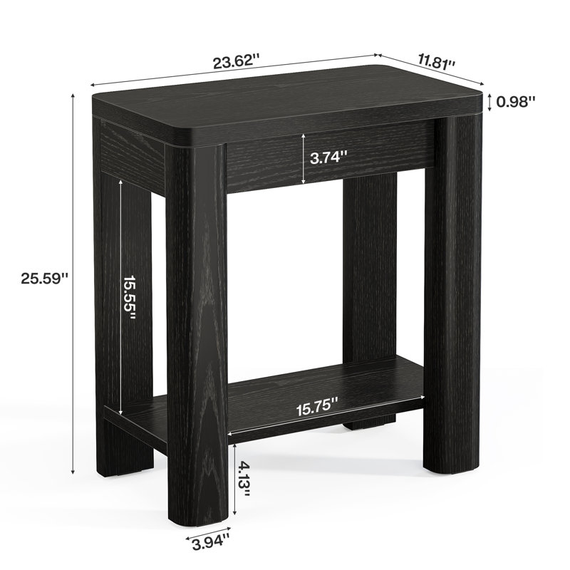 Petite table d'appoint Farmhouse avec tablette de rangement pour le salon, Noir, 2
