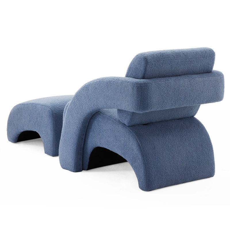 Upholstered Armchair With Ottoman, Blue