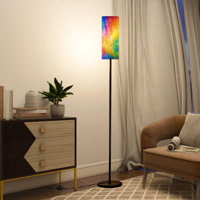 Modern Tall Floor Lamp with Remote Control Dimmable LED, Adjustable Lampshade Vibrant Rainbow Abstract Galaxy Dreamy Light Effects for Living Room Bedroom Office