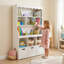 Bibliothèque de rangement 40 "pour enfants, 6 bacs de rangement + 3 tiroirs, unité anti-basculement robuste pour salle de jeux