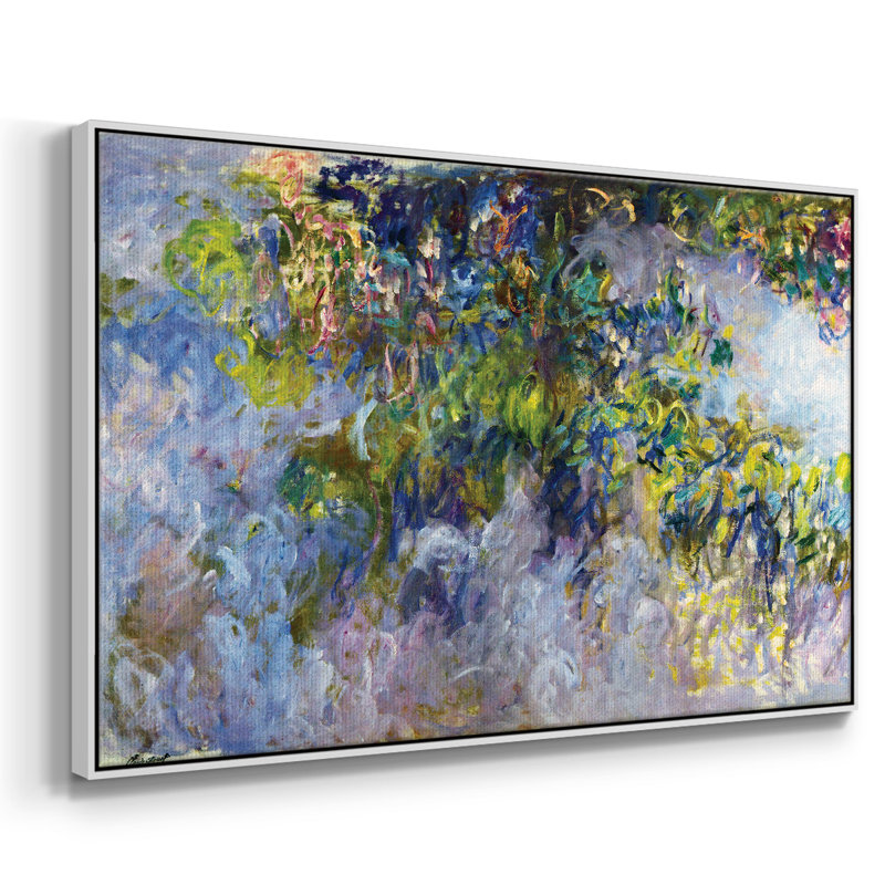 «Wisteria [1]», reproduction encadrée sur toile par Claude Monet, H 27 po x l 41 po x P 2 po, Blanc