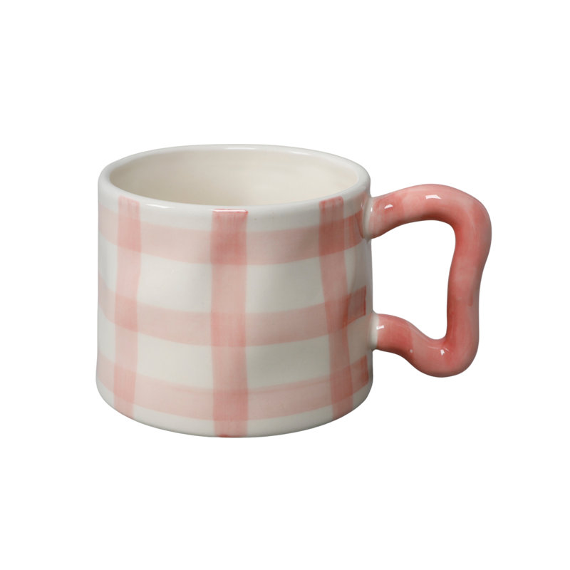 Tasse en céramique 18 oz Artisan Checker, Rose