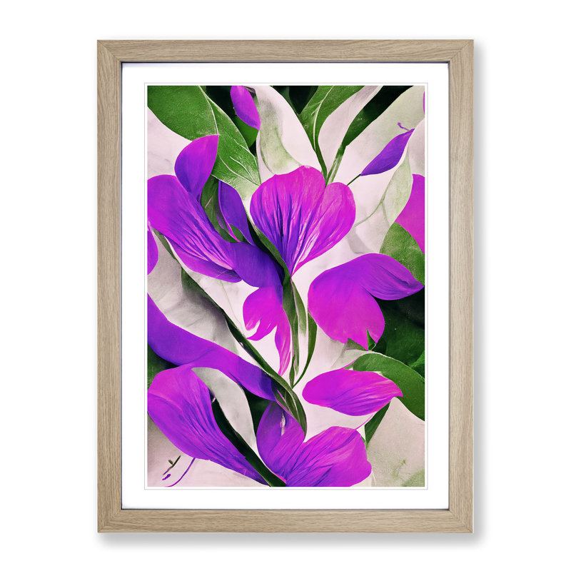 Beautiful Abstract Flowers No.1 - Single Picture Frame Print, 46cm H x 34cm W x 2cm D, Oak Framed