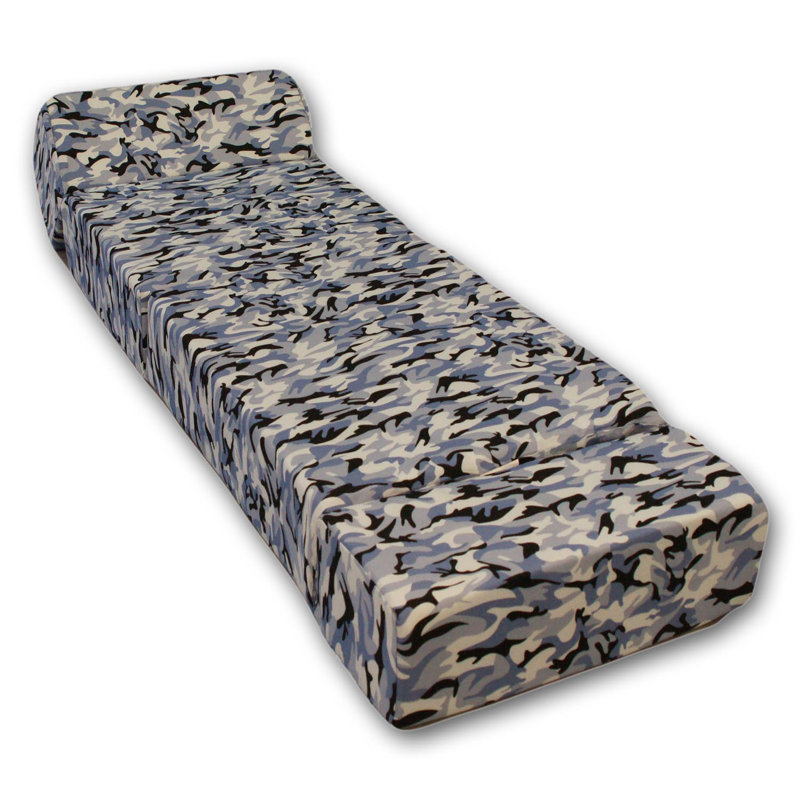 Chaise convertible en lit pour enfants de 12 po Cowgill, Camouflage bleu