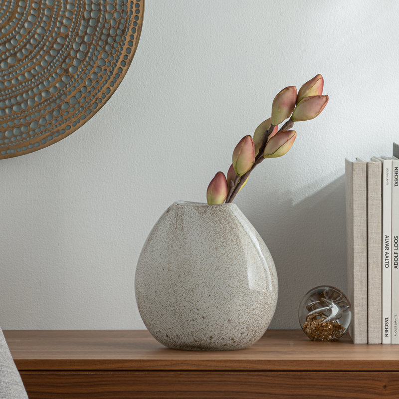 Vase de table en verre ceinwen, H 8 po x l 4,25 po x P 4,25 po, Blanc