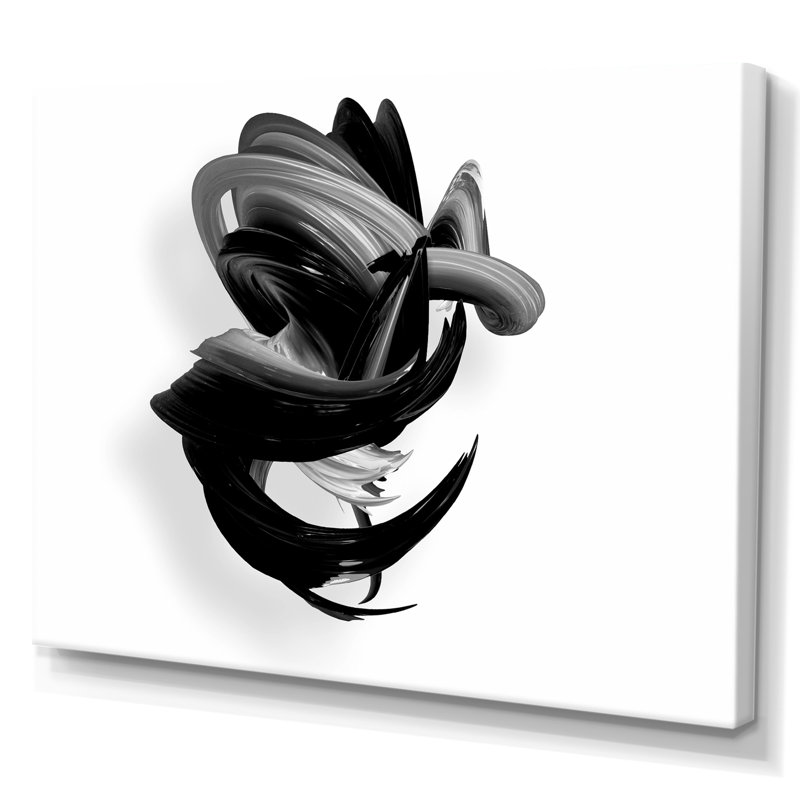 Noir et blanc torsadé, reproduction d'art sur toile, H 24 po x l 36 po x P 1 po, Toile tendue