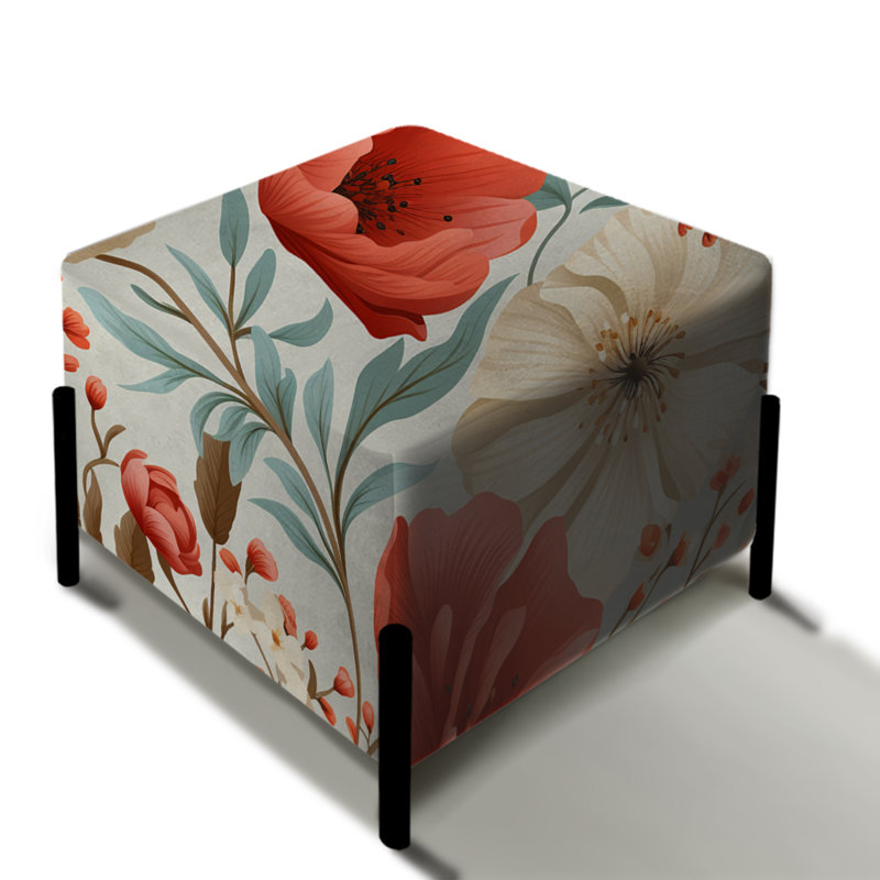 Coral Timeless Garden Flourish - Repose-pieds carré botanique