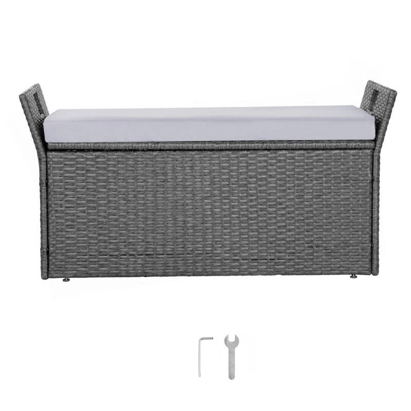 Banc de rangement extérieur PE Rotin 40Gal Deck Box