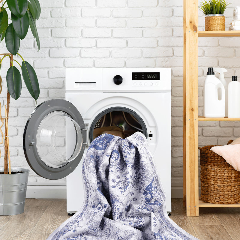 Blue Washable Area Rug, Low-Pile, Foldable, Non-Slip, Non-Shedding - Fine For Making Bedroom, Living Room, Kitchen, Dining Room More Attractive Low-Pile Suitable Your Home Beautiful In