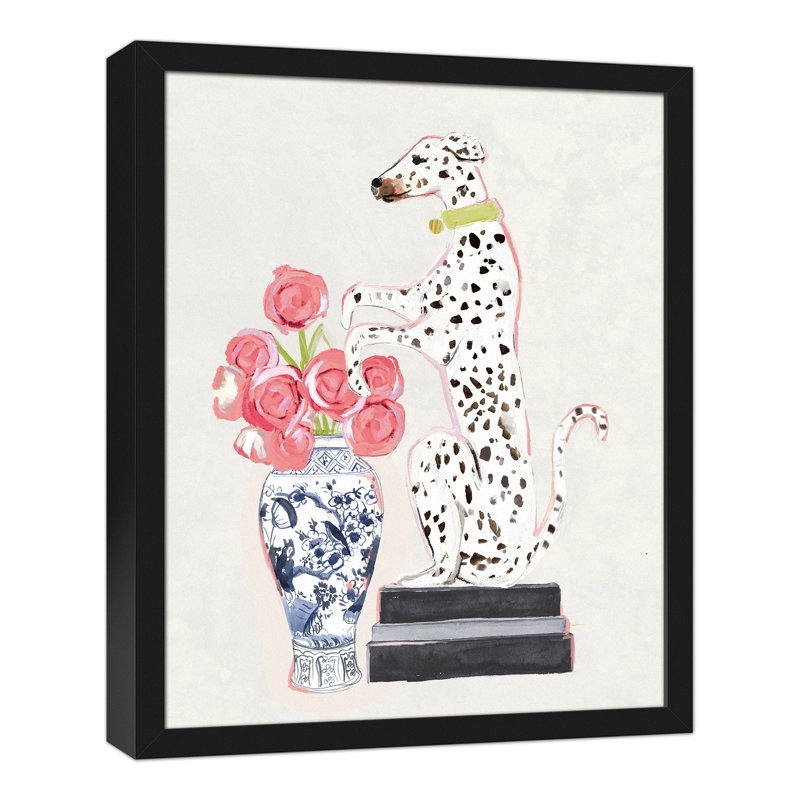 Dalmatien sur livres - ensemble de 2 peintures sur toile encadrées