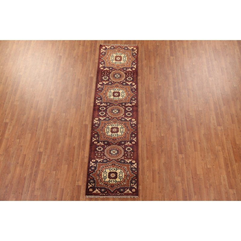 Tapis de couloir géométrique traditionnel en laine 3 x 10