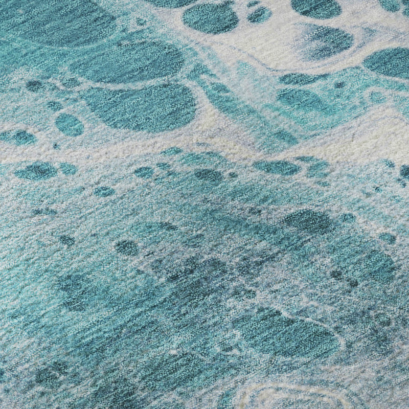 Tapis abstrait Varroville AMF1705 lavable à la machine de qualité supérieure, Rond 8 pi