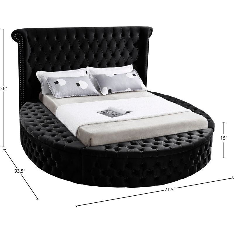 Dorgan Upholstered Wingback Bed, Twin, Black Velvet
