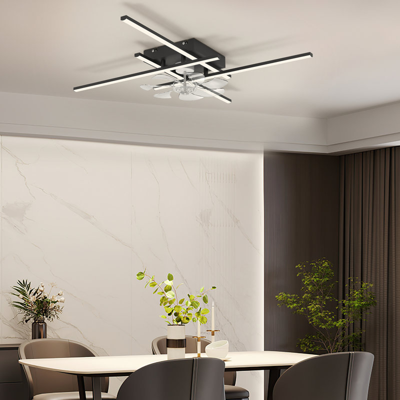Ventilateur de plafond à DEL à intensité variable réversible 33,46 po Hanke avec lumière et télécommande