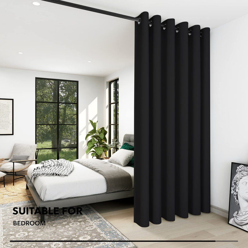 Penkridge Room Darkening Curtain Single Panel, 80" W x 84" L, Black