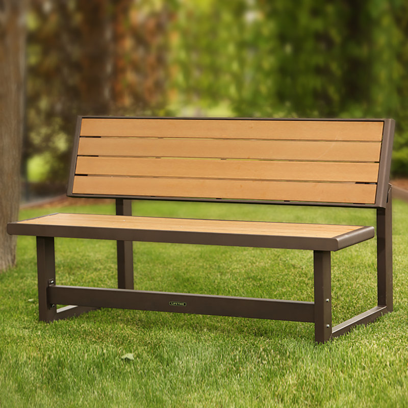 Polystyrene Convertible Bench, Brown Frame/Simulated Wood Seat