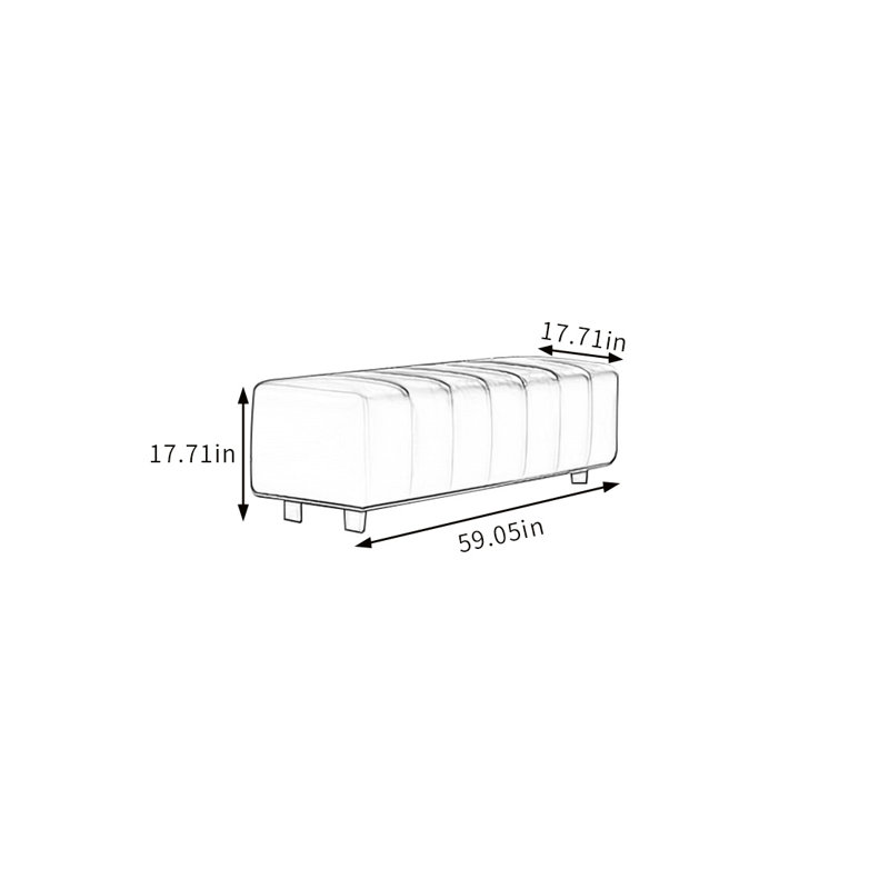 Banc rembourré en similicuir Zatara, H 17,71 po x l 59,05 po x P 17,71 po