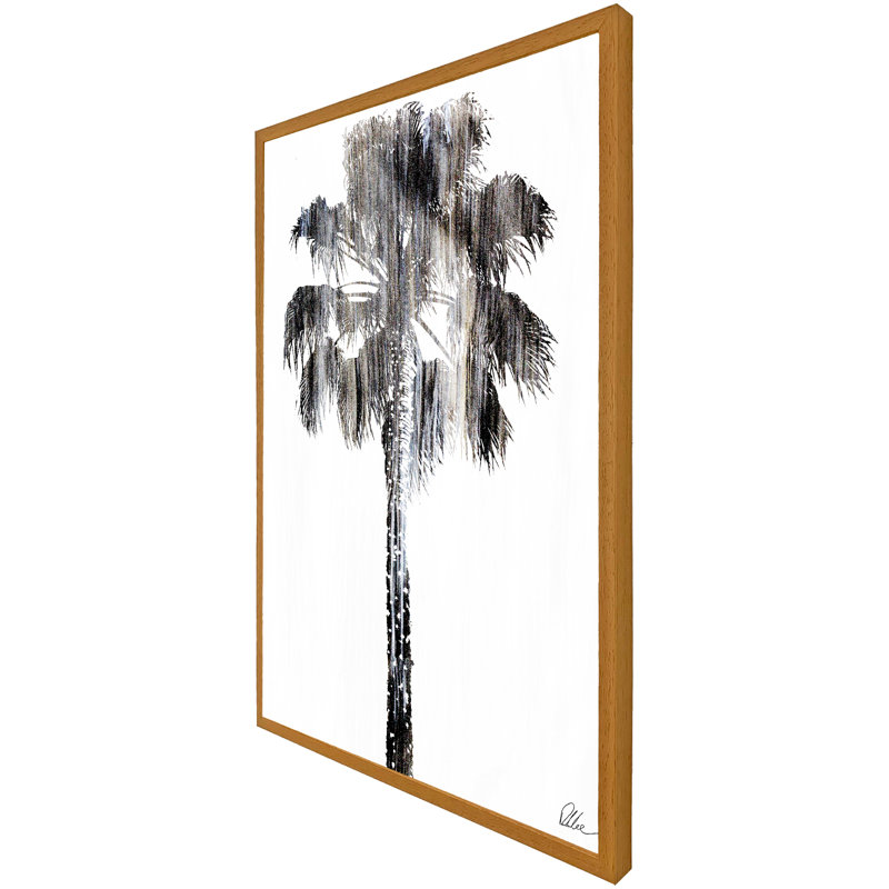 Tall Palm - Single Picture Frame Print, 61cm H x 41cm W x 4cm D, Oak