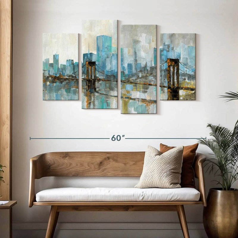 Avery Teal City Shadows, 32" H x 52" W