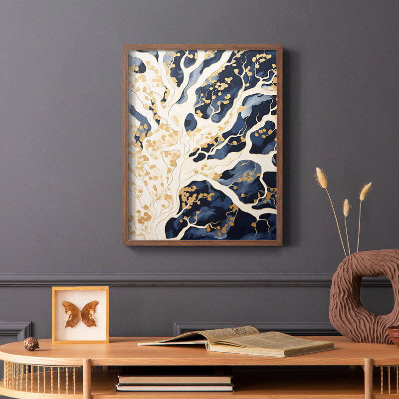 Paysages de la série CCxx - reproduction encadrée de qualité supérieure - prête à être accrochée - aucun clou requis, Noyer