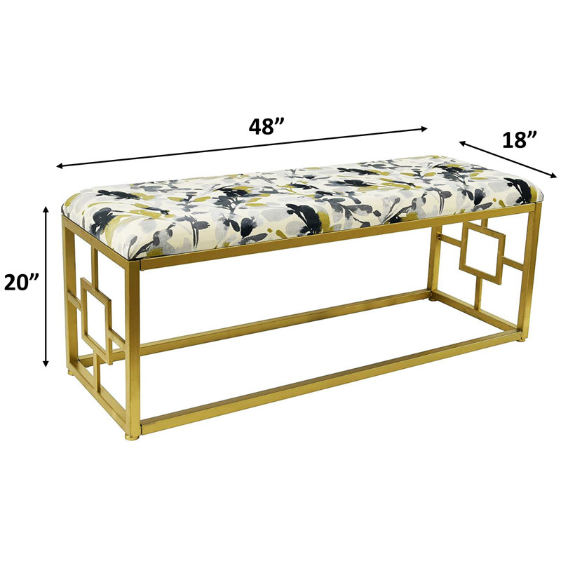 Banc rembourré AMEE, Beige / floral