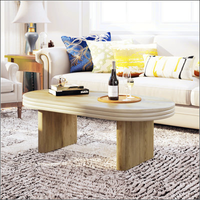 Mid Century Modern Oval Fluted Coffee Table