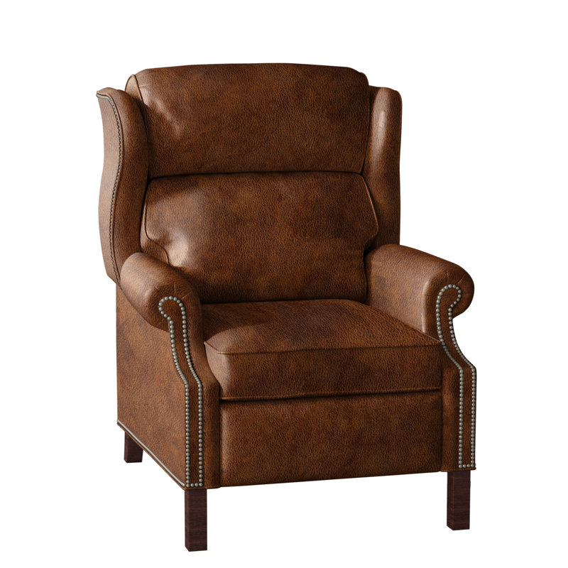 Fauteuil inclinable présidentiel, Cuir véritable cacao d'Anilina, Acajou, Étain