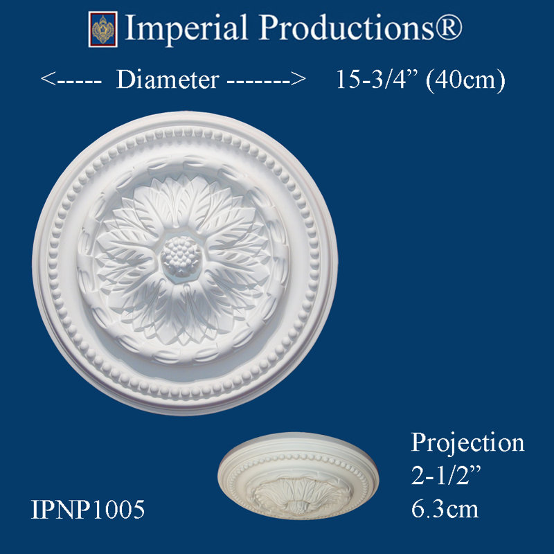Médaillon de plafond H 16 po x l 16 po x P 2 1/2 po