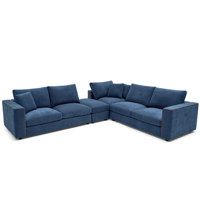 Cloud Modular Sectional Sofa Upholstered Deep Seat Couches With A Movable Ottomon That Can Be Used On Both Sides